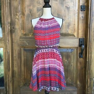 Lush Chiffon open back slit skater Dress